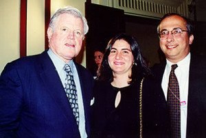 Mr. & Mrs. Greg Aftandilian with Senator Ted Kennedy atthe Armenian Genocide commemorative event on Capitol Hill in April 1999.