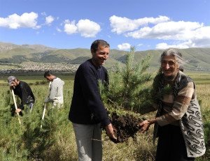 ATP provided seasonal jobs for more than 300 people from the Tsaghkaber, Jrashen, and Margahovit villages in 2009 to plant trees grown at the Mirak Family Reforestation Nursery and in the Backyard Nursery Micro-Enterprise Program.