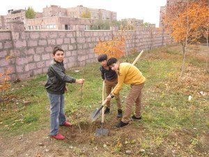 ATP's CTP program planted another 28,383 trees at 75 sites throughoutArmenia and Artsakh this fall. Students are pictured here planting trees at Yerevan School No. 190 on Nov. 14.
