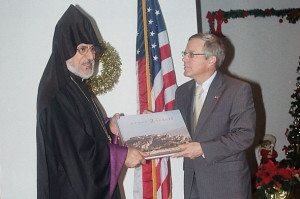Prelate Choloyan with Ambassador Heffern.