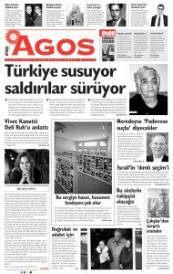Agos headline: Turkey Silent as Attacks Continue