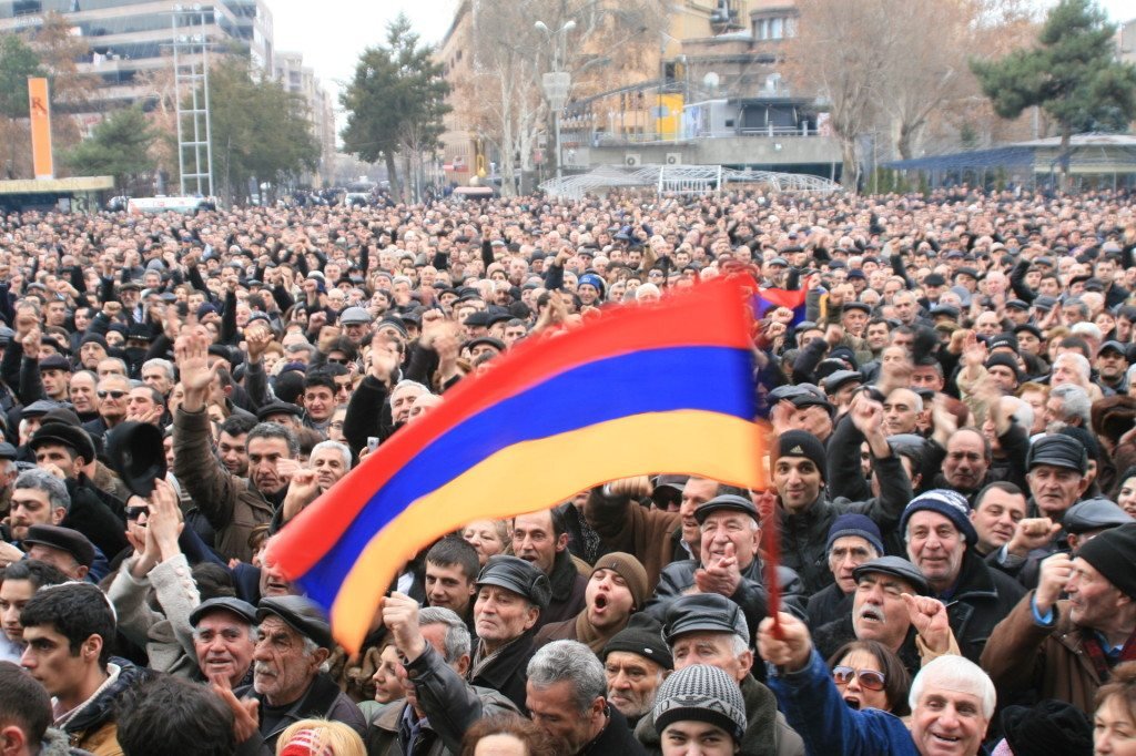 Thousands gathered at Freedom Square in Yerevan on Feb. 22. (Photo by Khatchig Mouradian, The Armenian Weekly)