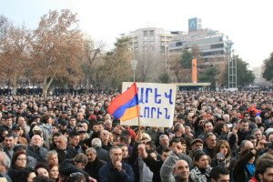 A scene from the Feb. 24 rally in Yerevan, during which Hovannisian urged authorities and CEC to do the right thing.