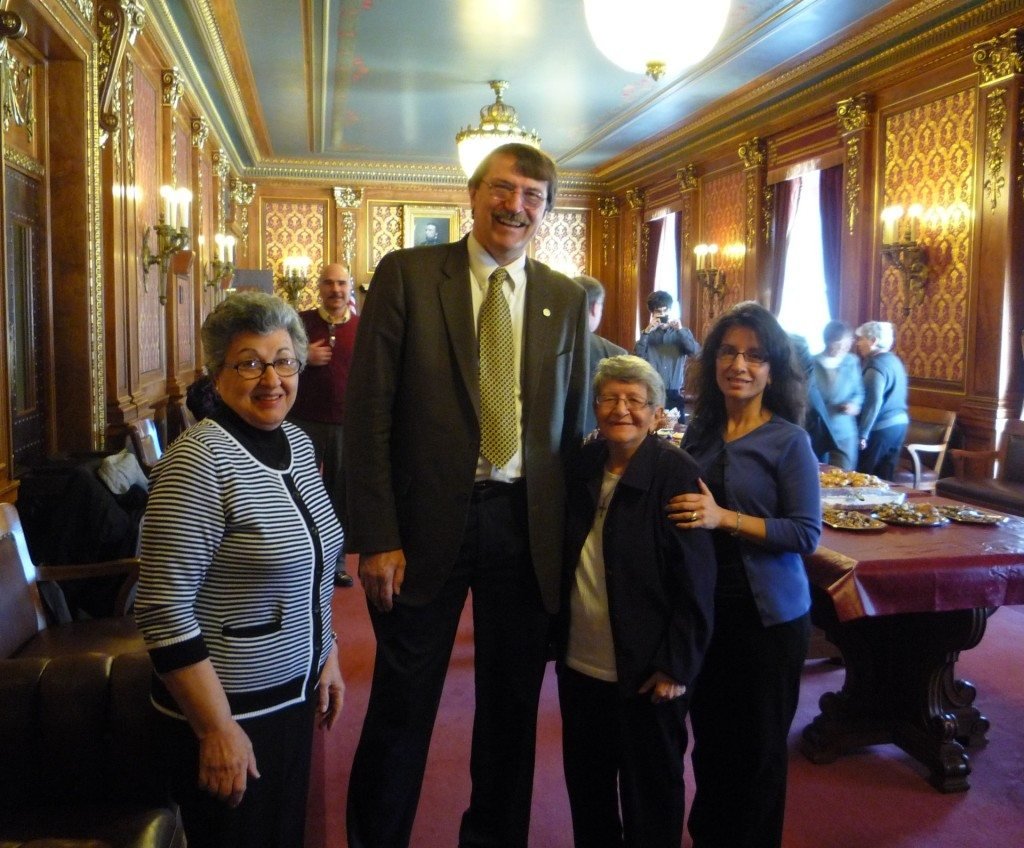 Sen. John Lehman (D-Racine) surrounded by (L-R) constituents Araxie Ketsemanian and Rose Shamshoian, and ANCA-WI activist Holly Khaligian.