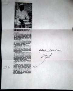 Image of threatening letter sent to the home of Ara and Salpee Sahagian.