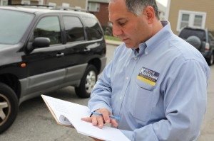Steve Mesrobian, an ANCA national board member, canvassing on election day. (Photo by Nanore Barsoumian)