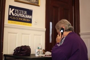 Barbara Baljian has devoted her time at the Koutoujian campaign’s Watertown office. Today was her third day participating in the phone-bank. (Photo by Nanore Barsoumian)