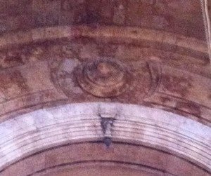 Medallion-shaped architectural molding above the altar of Sourp Asdvadzadzin Church, Ayntap