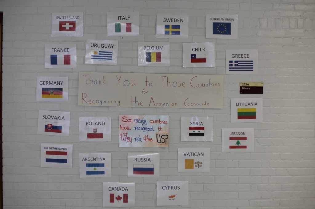 WHS students have designed one wall that displays the countries that have acknowledged the genocide, and asks why the U.S. still has not. 