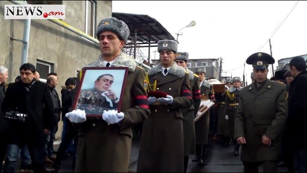 A scene from Junior Sergeant Armen Hovhannisyan’s funeral. 