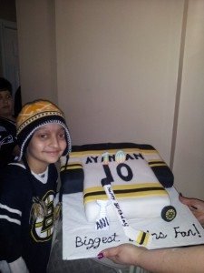 Cancer patient Ani Ayanyan celebrates her 10th birthday with her favorite sports regalia.