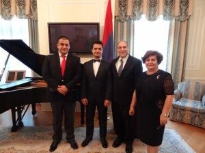 (L-R) Armenian Embassy First Secretary Karen Israyelyan, Hayk Arsenyan, Jake Bournazian, and Louisa Baghdasarian