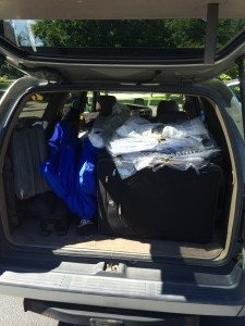 Our car over-packed and ready to go to Detroit
