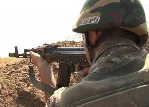 An Artsakh Defense Army soldier on the frontline