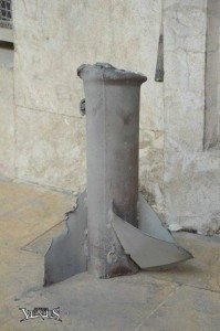 What is left of the mortar shells fired at the Church