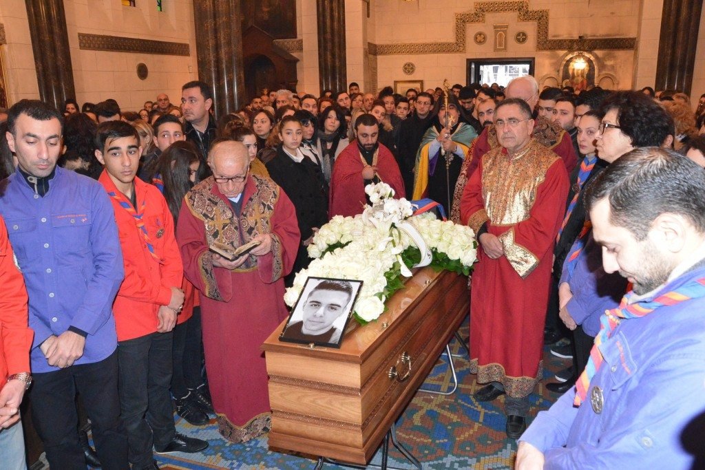 A scene from the funeral service (Photo credit: Nouvelles d’Armenie)