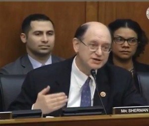 House Foreign Affairs Committee member Brad Sherman (D-Calif.) questions Secretary Kerry during the House Foreign Affairs Committee Hearing on President Obama's FY 2016 foreign aid request.