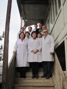 Hospital Director Dr. Murad Grigoryan (First Row, Right) and his staff at the hospital in the border village of Aygedzor