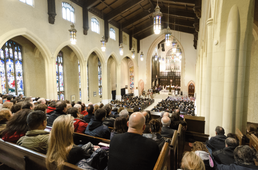Standing room only at the Metropolitan United Church in Toronto where the ecumenical church service was held led by Thomas Cardinal Collins, archbishop of Toronto. (Photo: Ishkhan Ghazarian)
