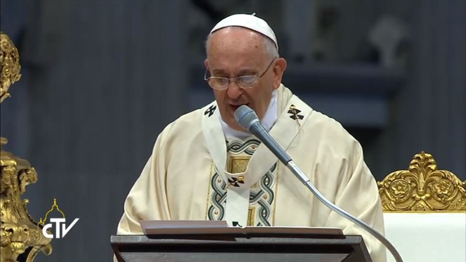 Pope Francis during the Solemn Mass for the Centenary of the Armenian Genocide held on April 12, 2015 