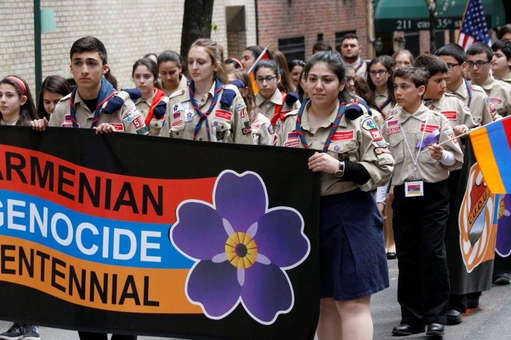 The Homenetmen Scouts taking part in the commemoration (photo: Tom Vartabedian)