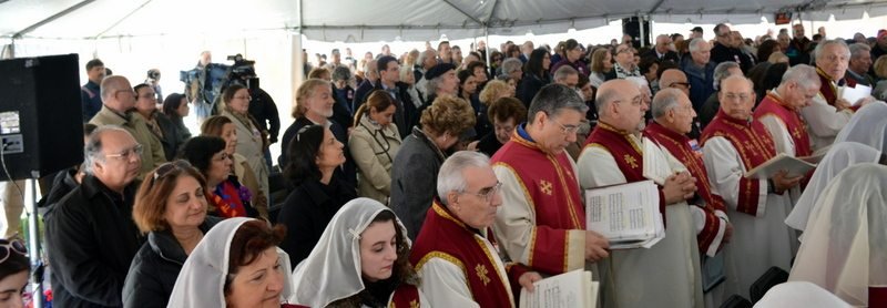The faithful gather on April 24 for the Divine Liturgy