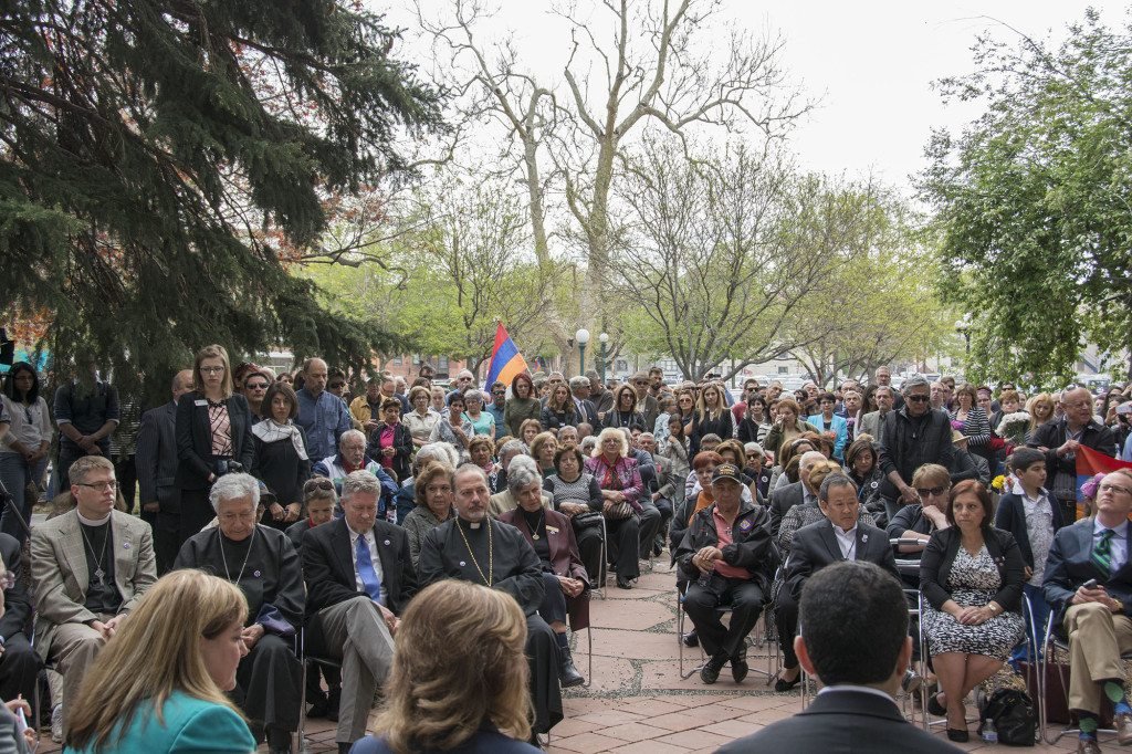 Hundreds of Armenians and their friends gathered for the unveiling of the khachkar (Photo: Kevo Hedeshian)