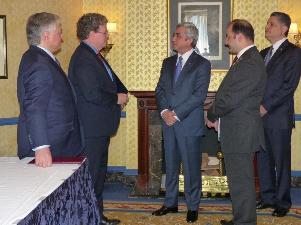 Assistant U.S. Trade Representative Dan Mullaney meeting with Armenia’s President Serge Sarkisian following the signing of the U.S.-Armenia TIFA