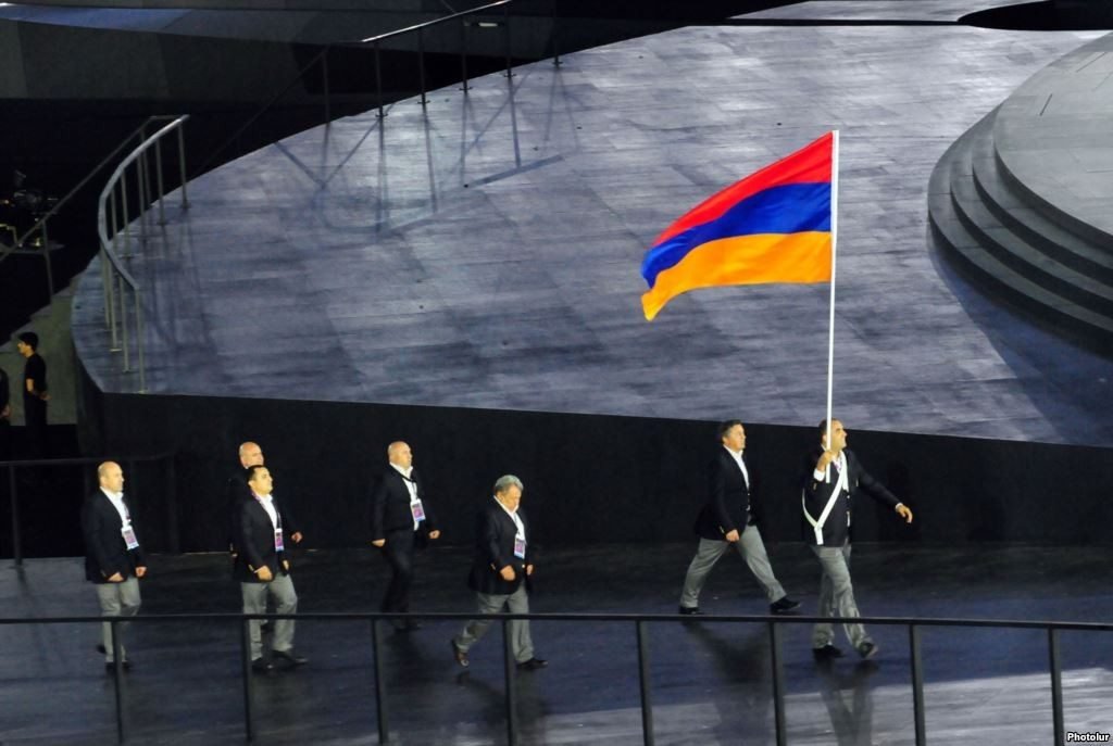 As expected, the Armenian delegation received a hostile reception from the crowd in Baku (Photo: Photolure)