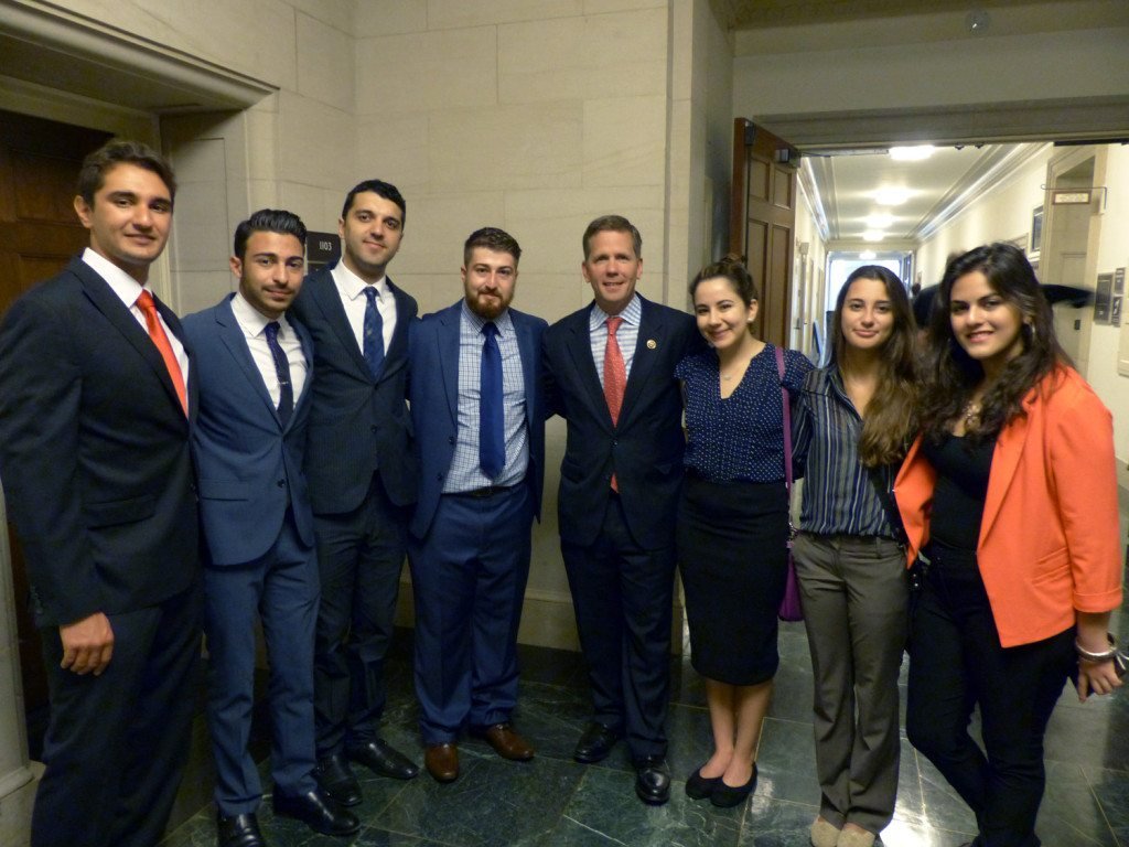 The 2015 ANCA Leo Sarkisian interns with Congressional Armenian Caucus co-chair Robert Dold (R-Ill.)