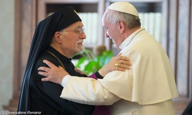 Armenian Catholic Patriarch of Cilicia Nerses Bedros XIX and Pope Francis  