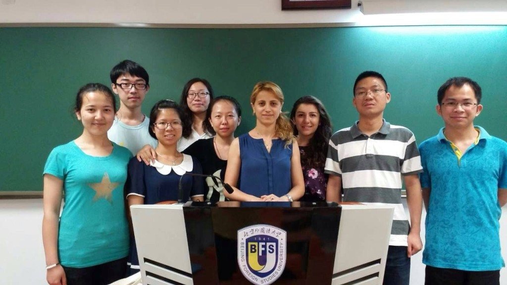 Teacher Mary Knyazyan with Armenian language students at BSFU