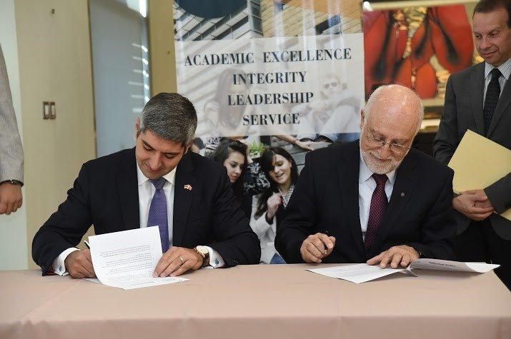 Henri Arslanian, the president of the Armenian Community of China, and AUA President Dr. Armen Der Kiureghian met in Yerevan to sign the MoU and solidify the collaboration