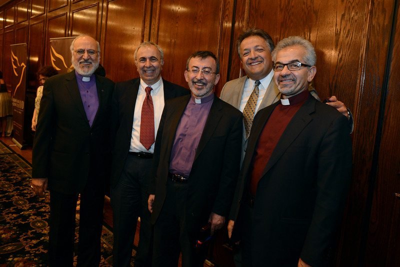 (L-R) Archbishop Oshagan Choloyan, Jean-Jacques Hajjar, Archbishop Khajag Barsamian, Dr. Noubar Afeyan, and Archbishop Moushegh Mardirossian. (Photo: Neshan H. Naltchayan)