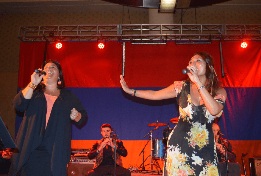 Tamar Melkonian and Ani Zargarian of the Arev Armenian Folk Ensemble