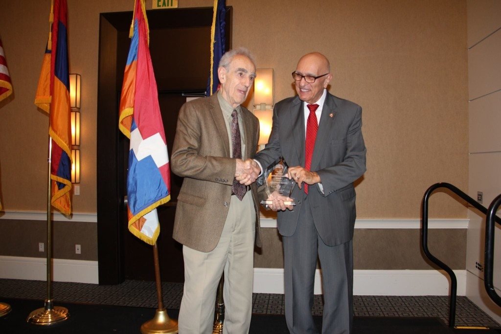 Armen Topouzian accepts the ANCA-ER Vahan Cardashian Award,