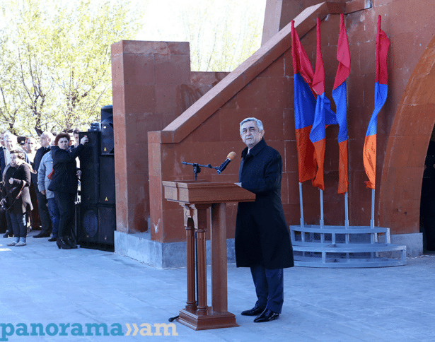 Sarkisian speaking at an event held at the Musa Ler Memorial in Armenia’s Armavir Province on the occasion of the 100th Anniversary of the Musa Ler resistance (photo: Panorama.am)