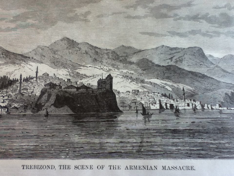 The woodcut print captioned 'Trebizond, the Scene of the Armenian Massacre,'