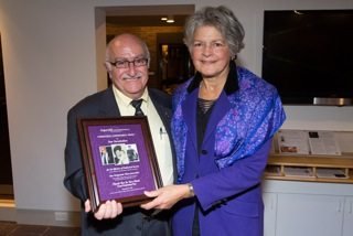 Thomasian with fellow board member Tom Vartabedian with his Community Commitment Award. (Photo: Winslow Martin)
