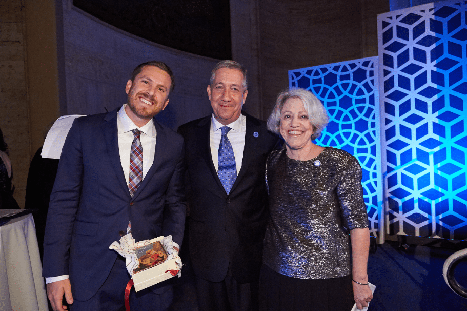 Dr. Charlie Benjamin, NEF president, with NEF Board member Linda Jacobs and Andrew Hapke after having accepted the Citizen Philanthropy Award 