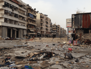 An Aleppo street in ruins