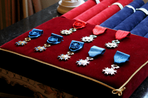 The French Legion of Honor, established by Napoleon Bonaparte in 1802, is awarded for excellent civil or military conduct.