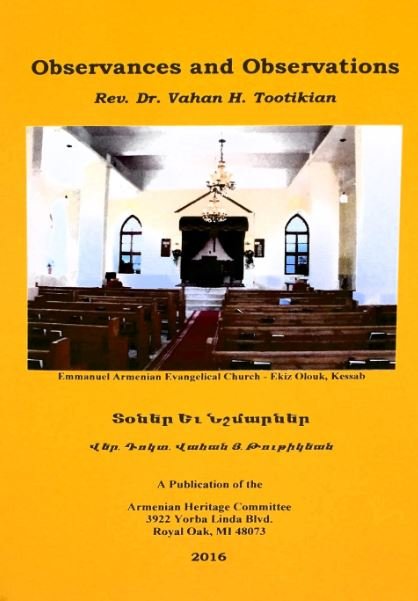 Cover of Rev. Vahan H. Tootikian's Observances and Observations