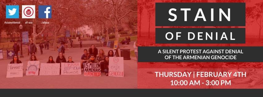 On Feb. 4, the All-ASA will be coordinating the annual “Stain of Denial” silent protest against denial of the Armenian Genocide