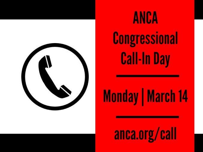 ANCA National Call In Day for Peace, Prosperity, and Justice to take place on March 14