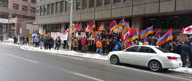A scene from the protest in Ottawa on April 8 (Photo: AYF Canada)