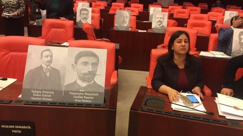 Some of the photographs displayed in Parliament (Photo: Garo Paylan Facebook page)