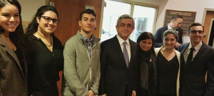 Members of the AYF-YOARF with President Serge Sarkisian