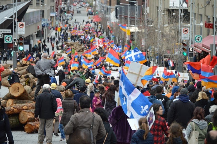 Thousands of activists marched in downtown Montreal on May 8. (Photo: Nareg Rezian)
