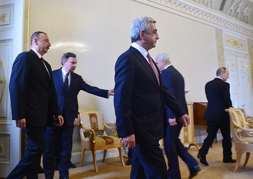 Armenian President Serge Sarkisian, Azerbaijani President Ilham Aliyev, and Russian President Vladimir Putin (Photo: President.am) 